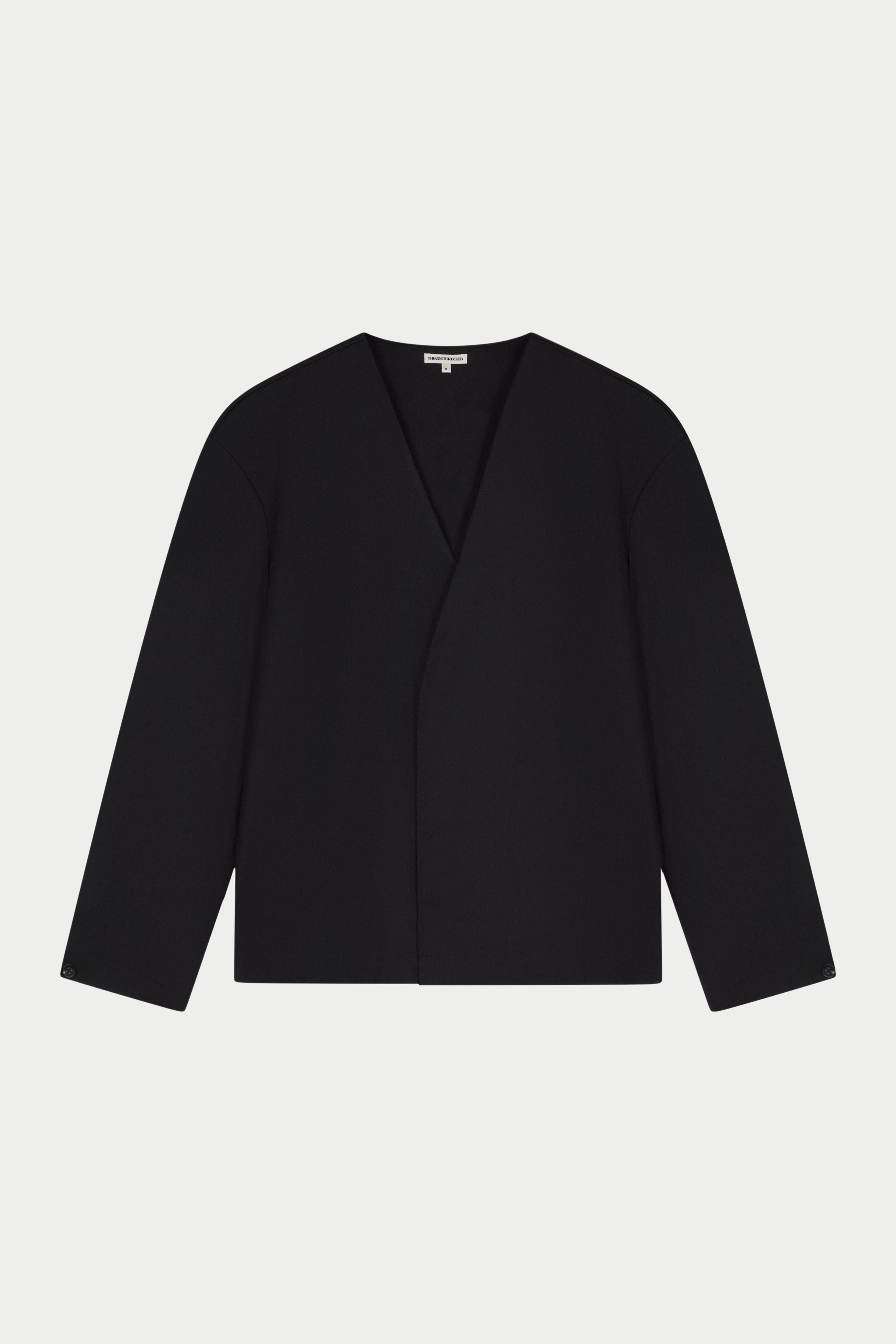 LASER CUT EMBLEM LONG SLEEVE SHIRT - BLACK