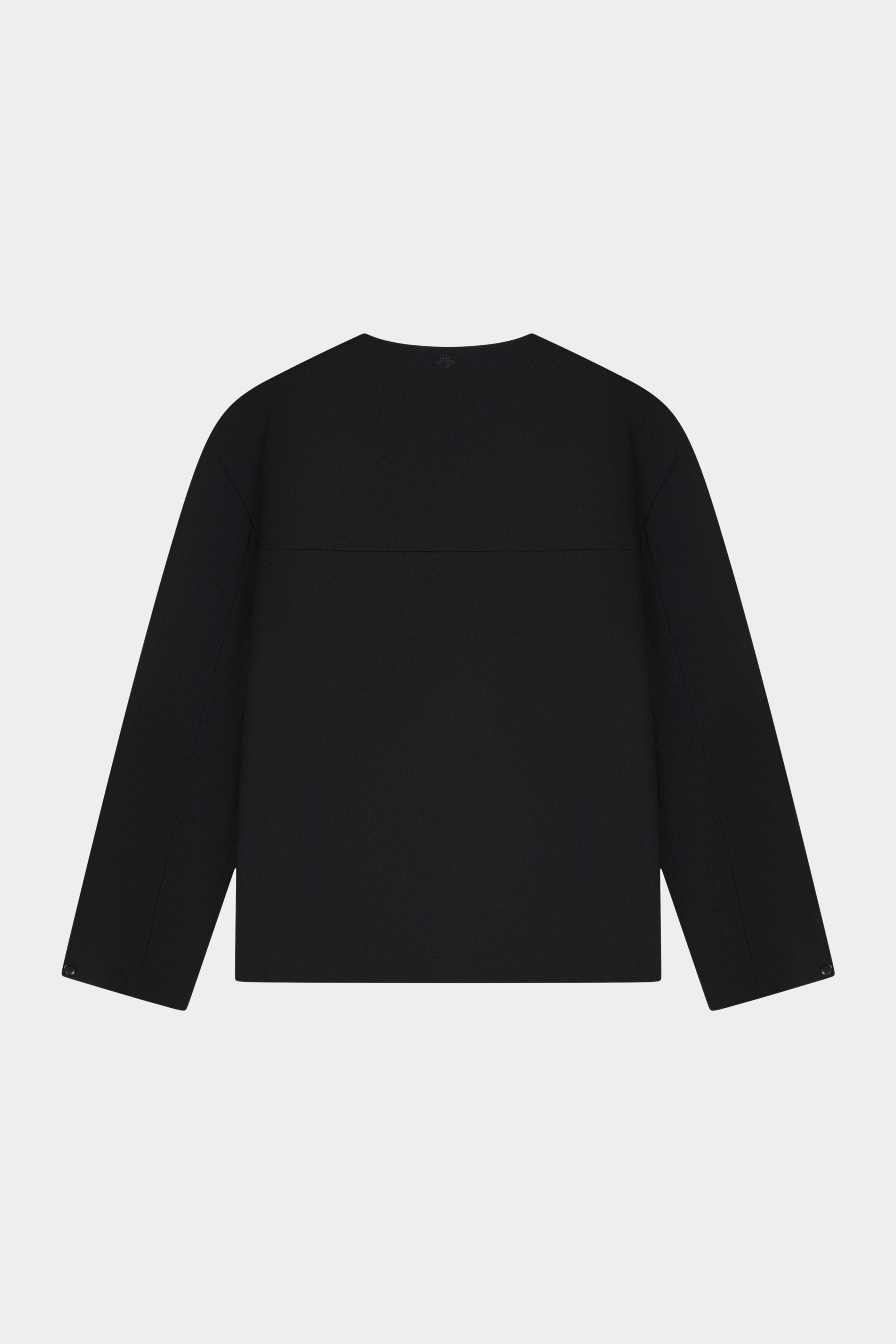 LASER CUT EMBLEM LONG SLEEVE SHIRT - BLACK