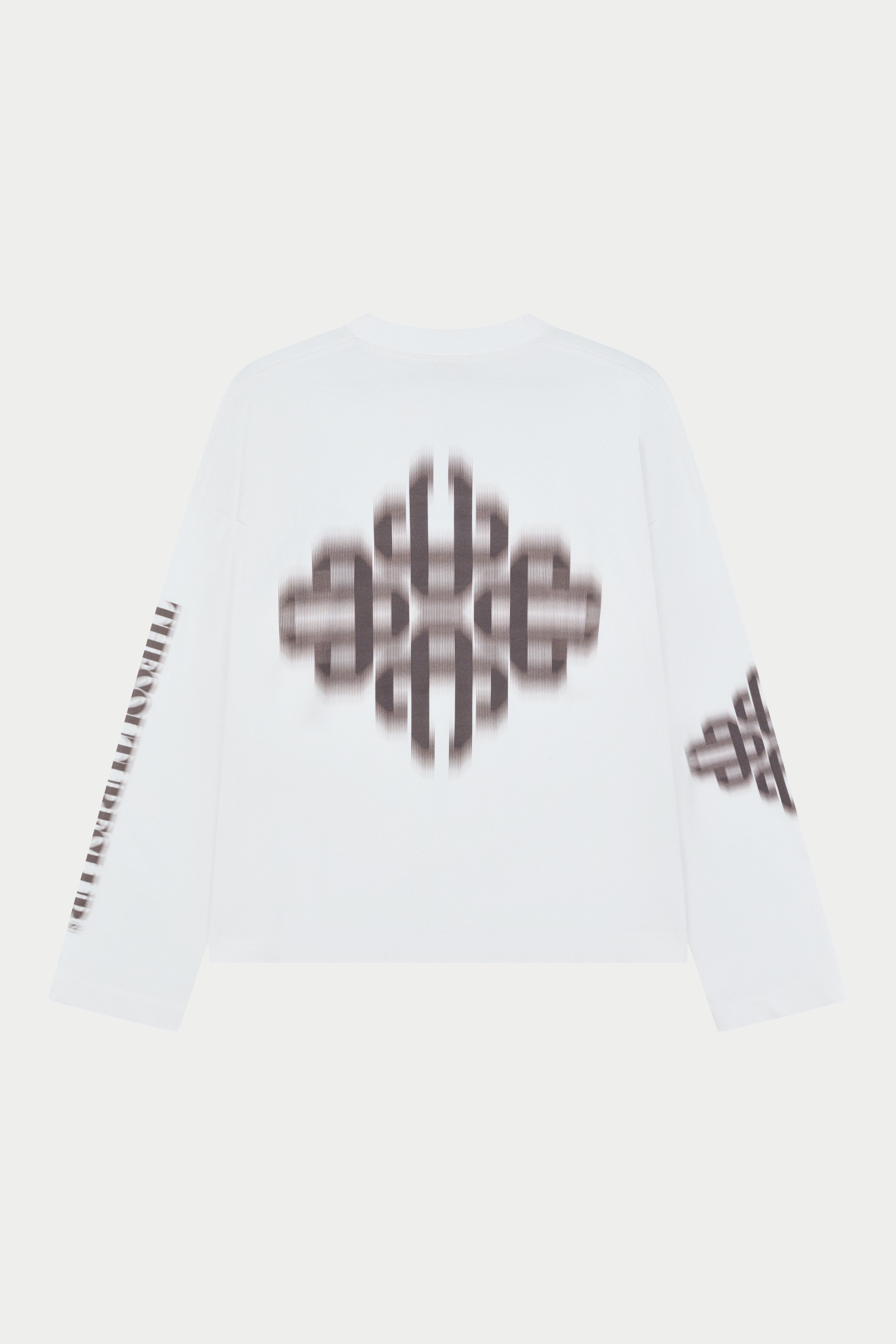 White shirt with brown geometric pattern on a white background