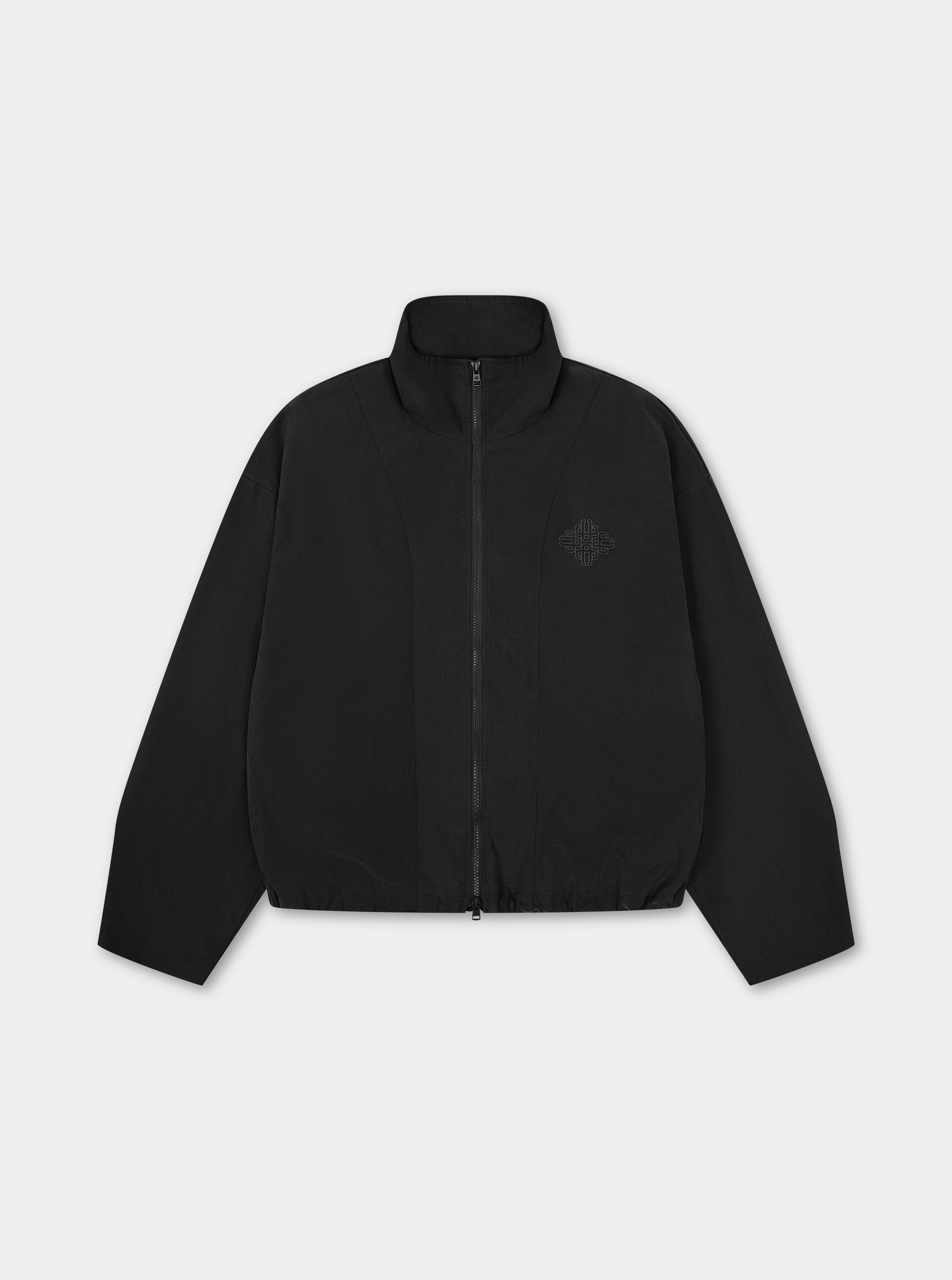 CUPRO FUNNEL NECK ZIP THROUGH - BLACK