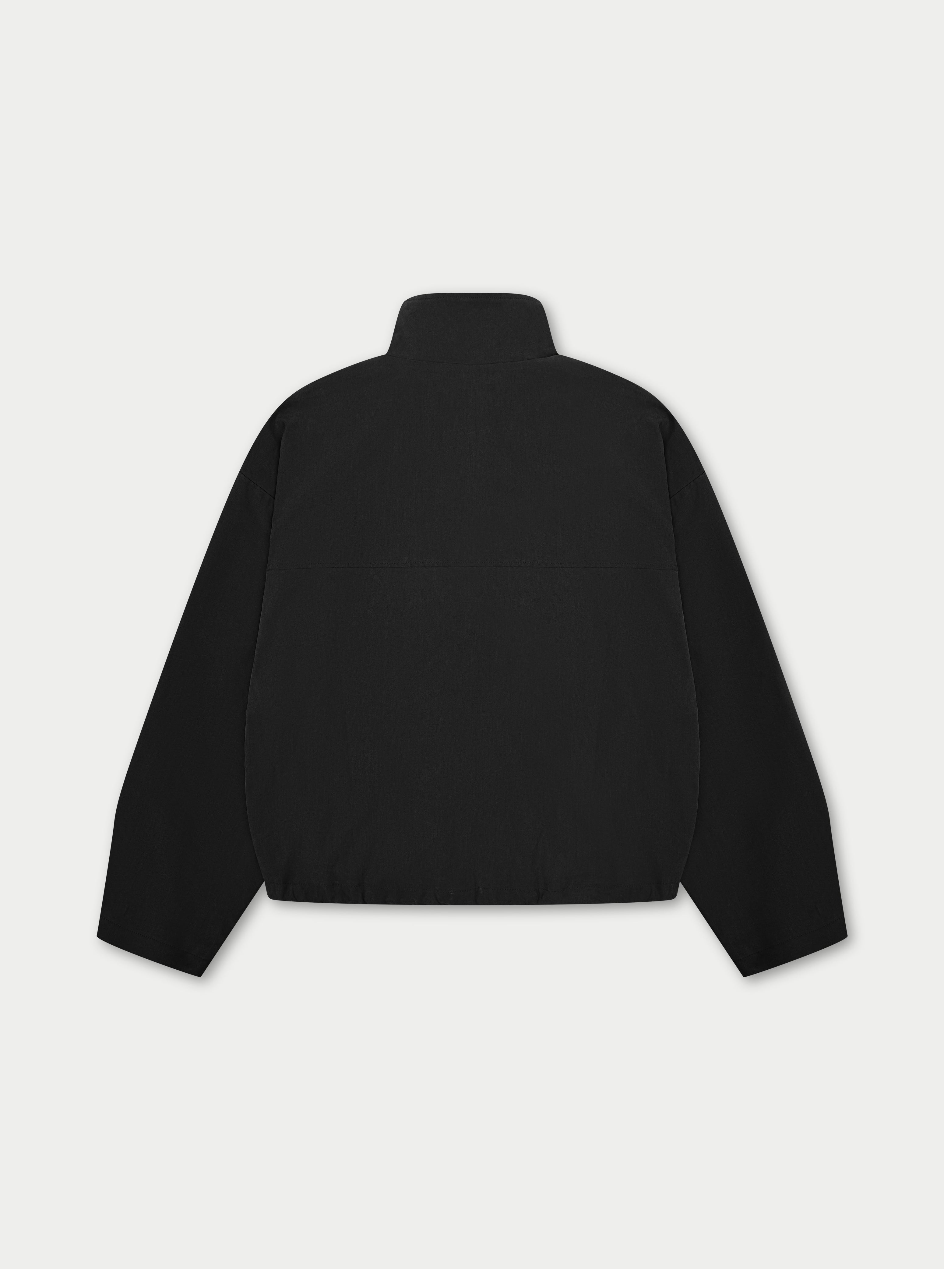 CUPRO FUNNEL NECK ZIP THROUGH - BLACK