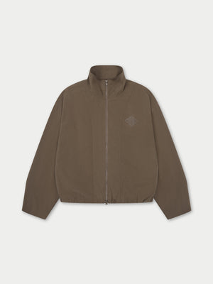 CUPRO FUNNEL NECK ZIP THROUGH - BROWN