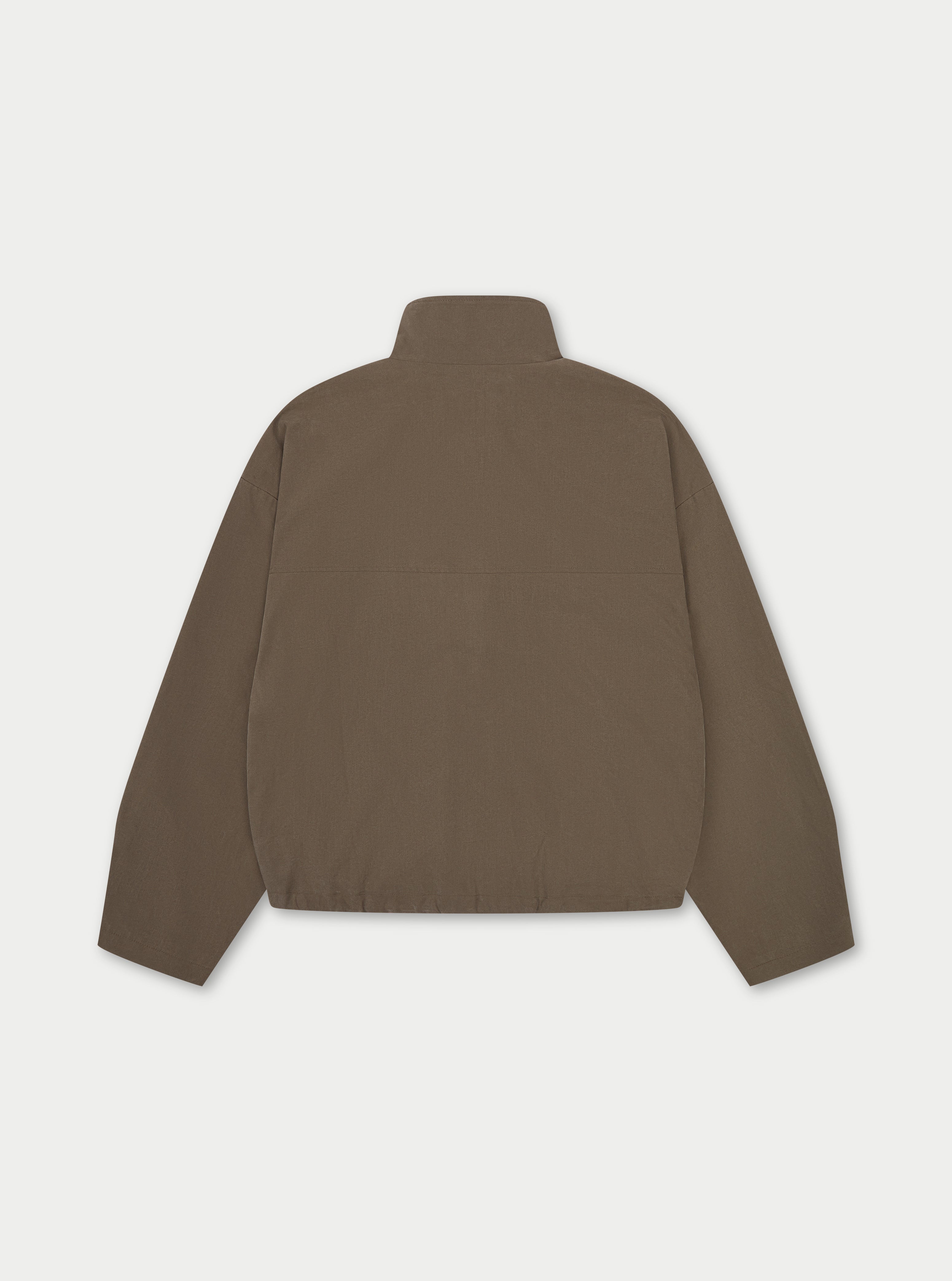 CUPRO FUNNEL NECK ZIP THROUGH - BROWN