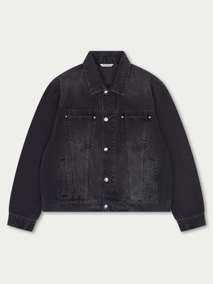 WASHED DENIM TRUCKER JACKET - BLACK WASH