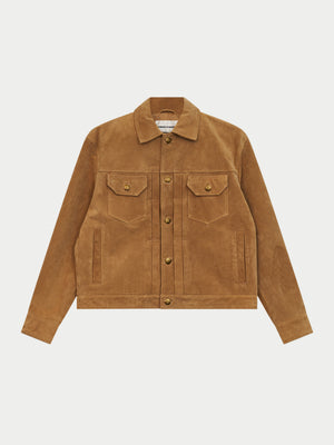 REAL SUEDE TRUCKER JACKET - TAN