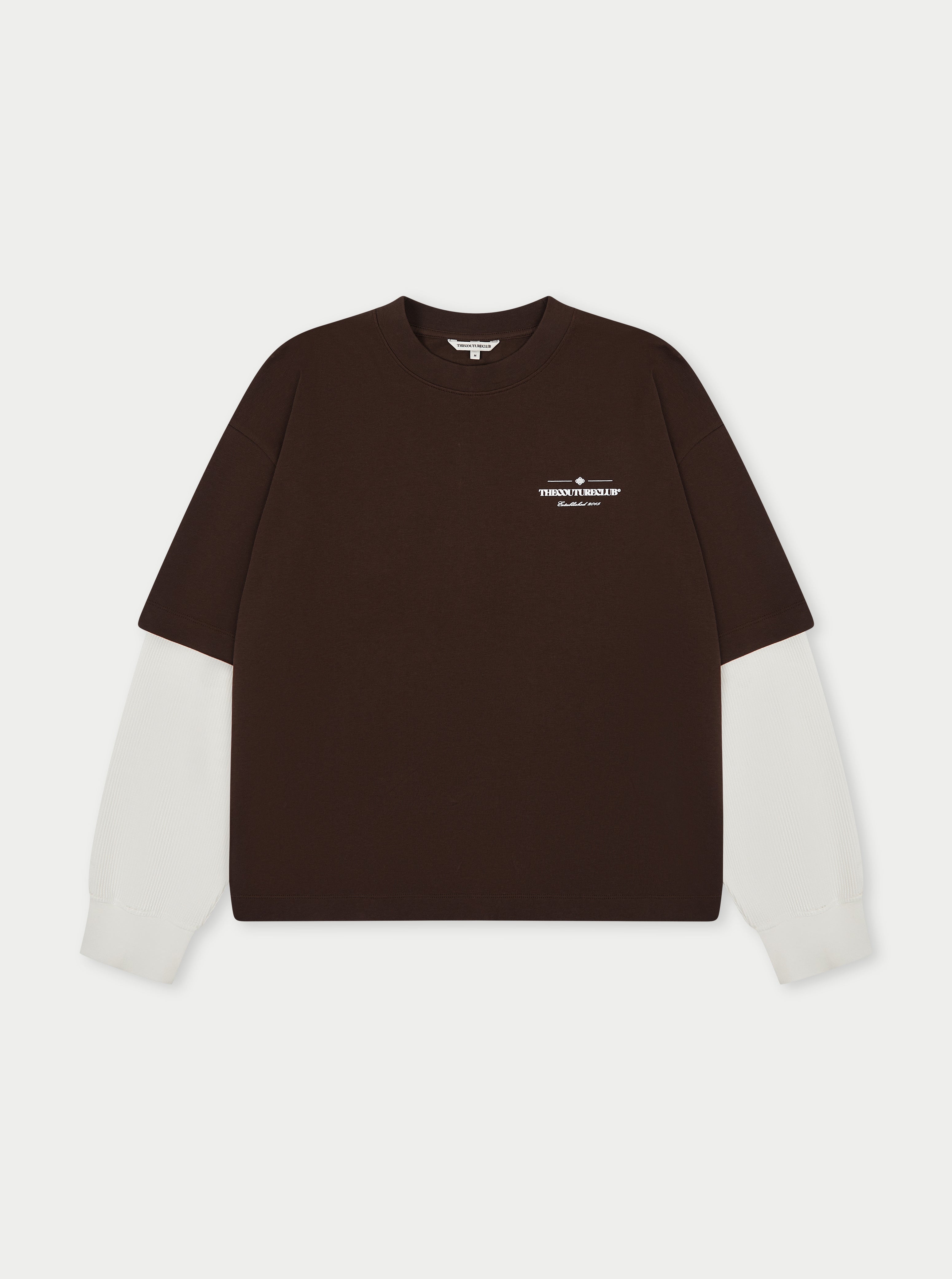 WAFFLE DOUBLE LAYER GRAPHIC T-SHIRT - BROWN