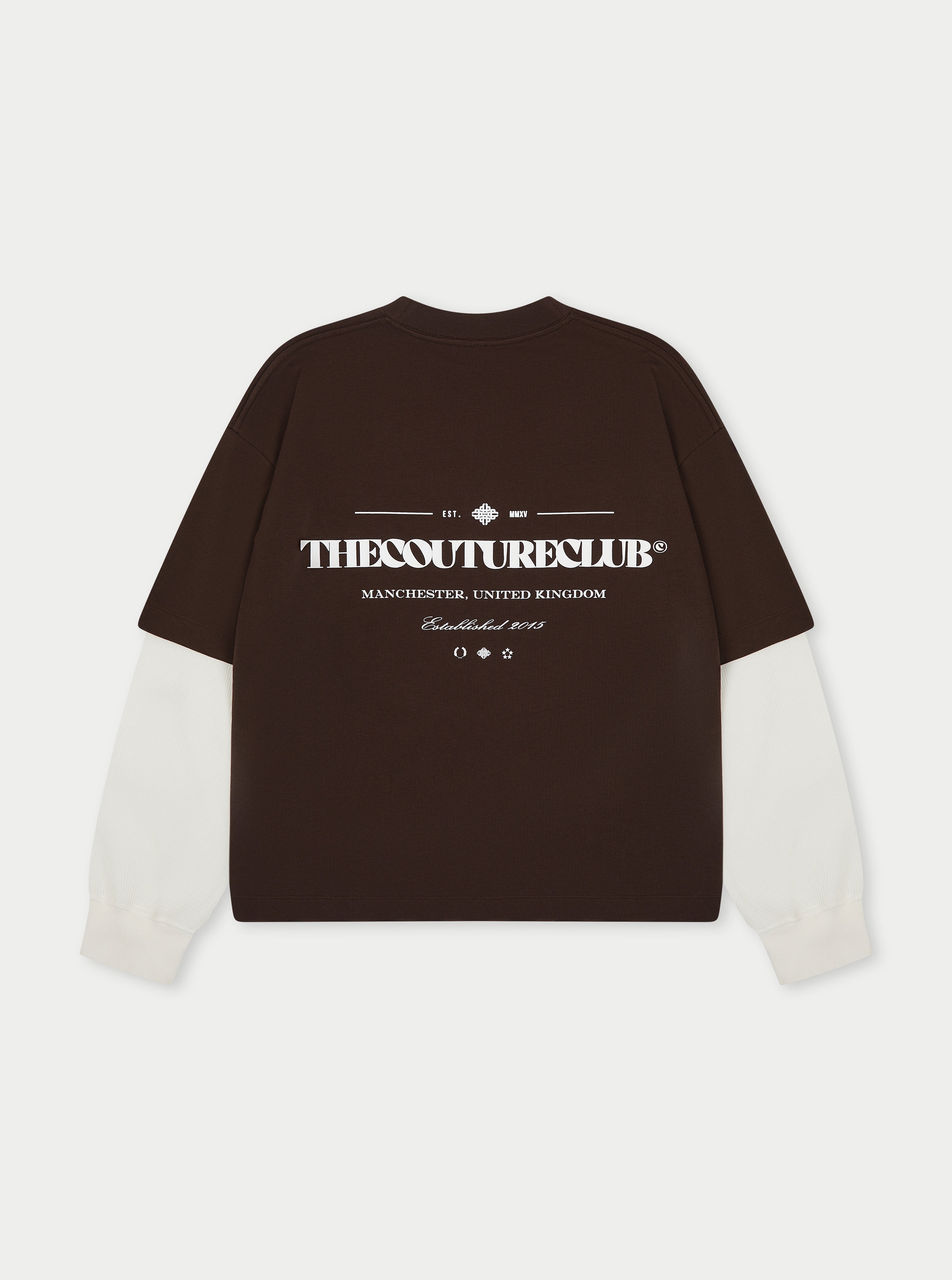 WAFFLE DOUBLE LAYER GRAPHIC T-SHIRT - BROWN