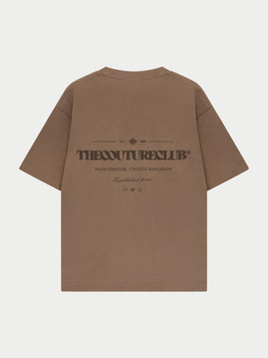 TONAL COPYRIGHT MULTI GRAPHIC T-SHIRT - BROWN