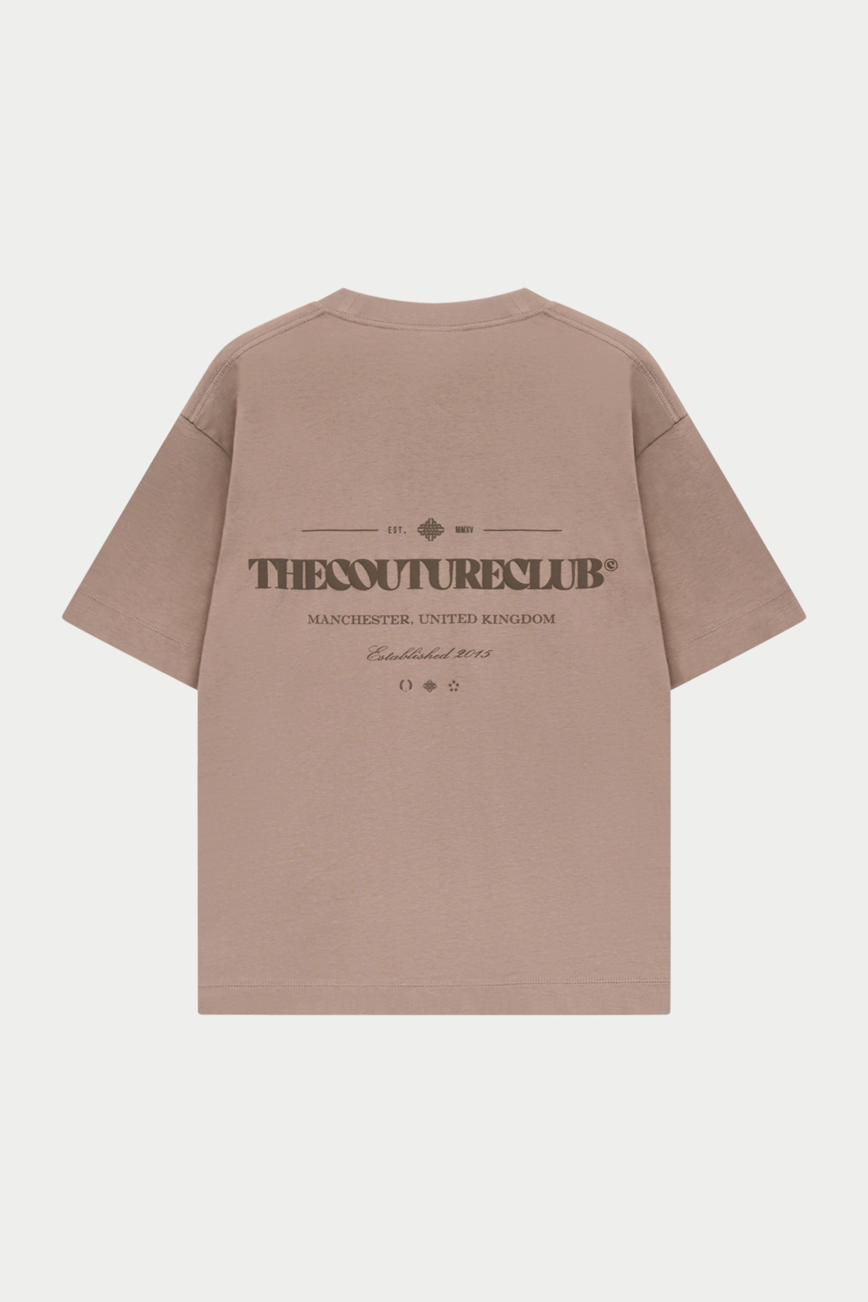 TONAL COPYRIGHT MULTI GRAPHIC T-SHIRT - BROWN