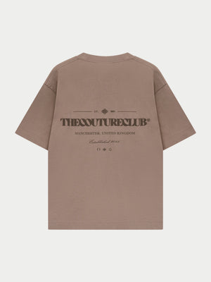 TONAL COPYRIGHT MULTI GRAPHIC T-SHIRT - BROWN
