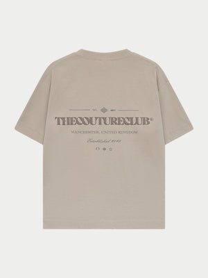 TONAL COPYRIGHT MULTI GRAPHIC T-SHIRT - STONE