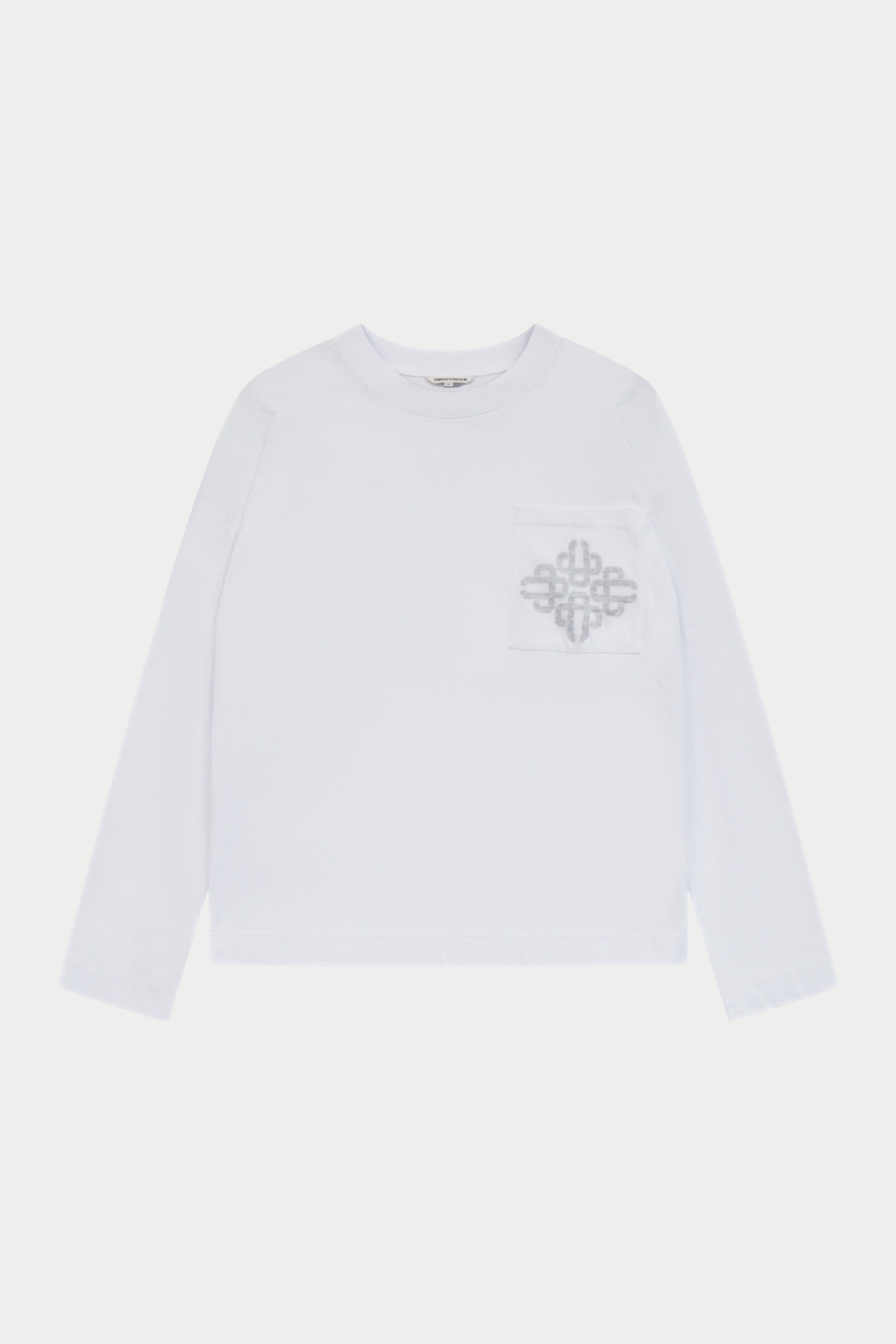 LIGHTWEIGHT LONG SLEEVE EMBLEM POCKET T-SHIRT - WHITE