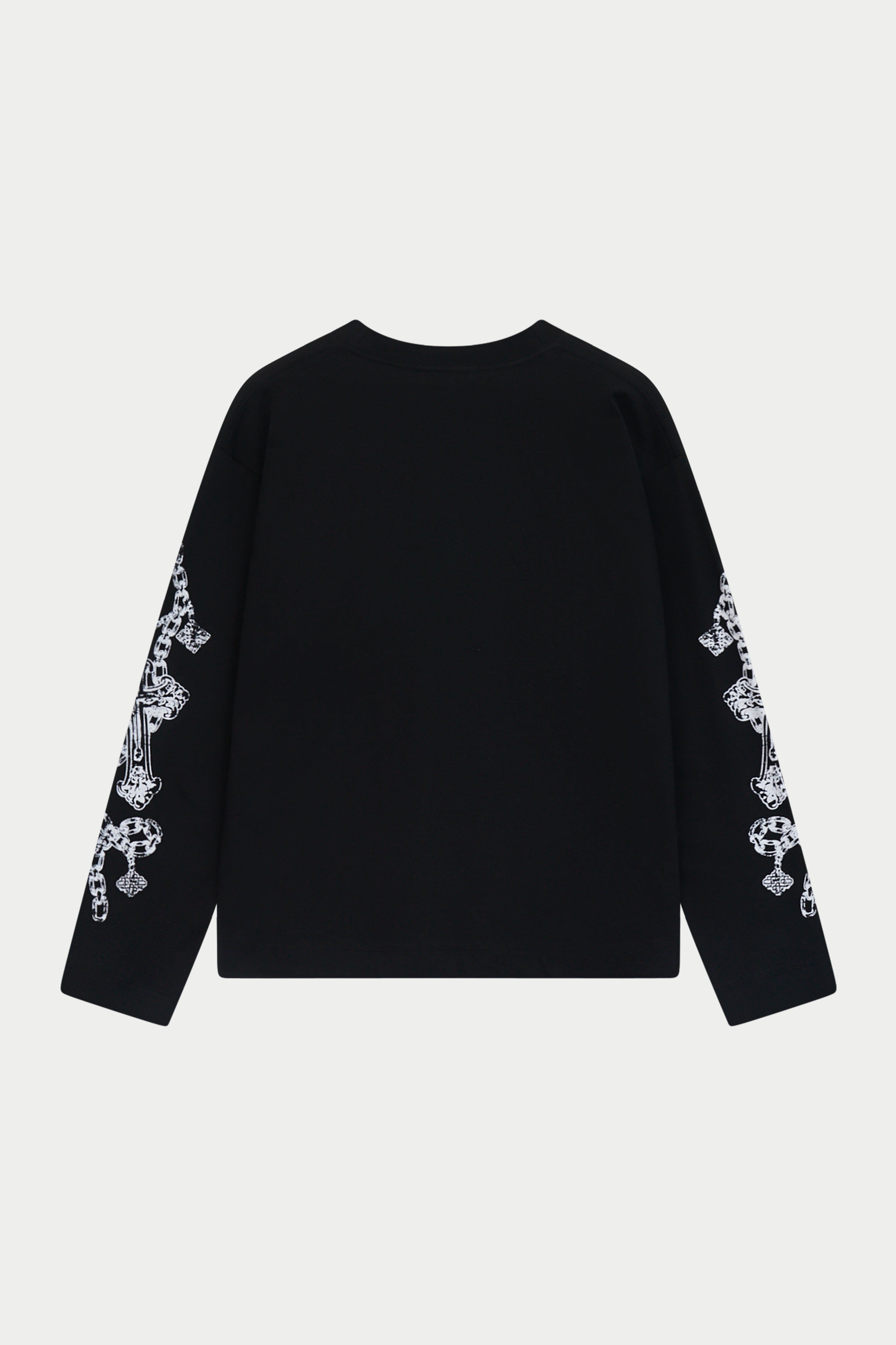 EMBLEM CHAIN GRAPHIC LONG SLEEVE T-SHIRT - BLACK