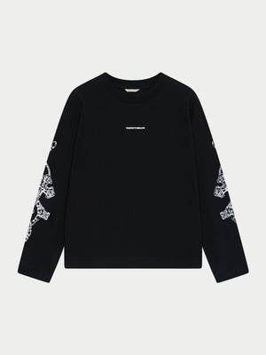 EMBLEM CHAIN GRAPHIC LONG SLEEVE T-SHIRT - BLACK