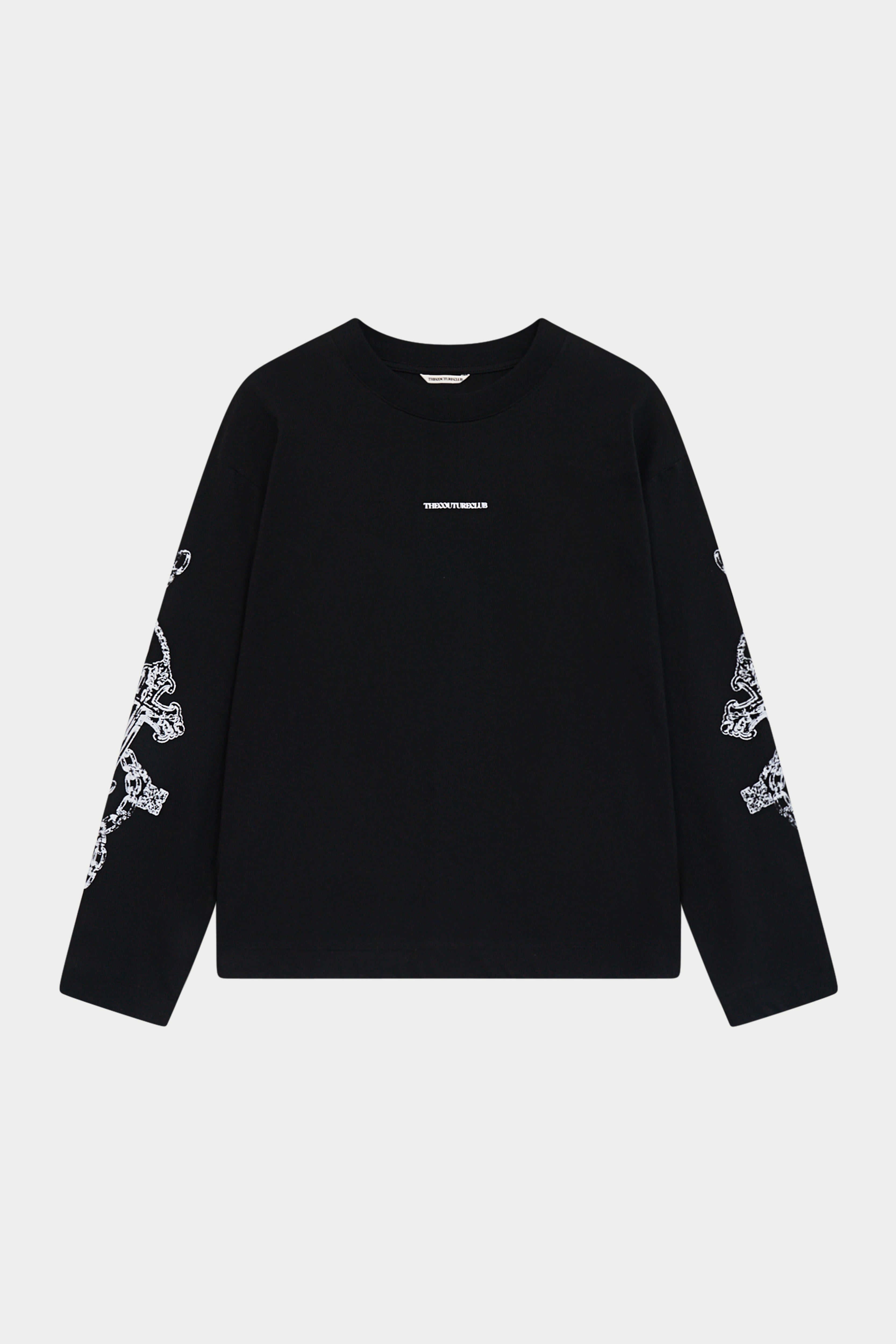 EMBLEM CHAIN GRAPHIC LONG SLEEVE T-SHIRT - BLACK