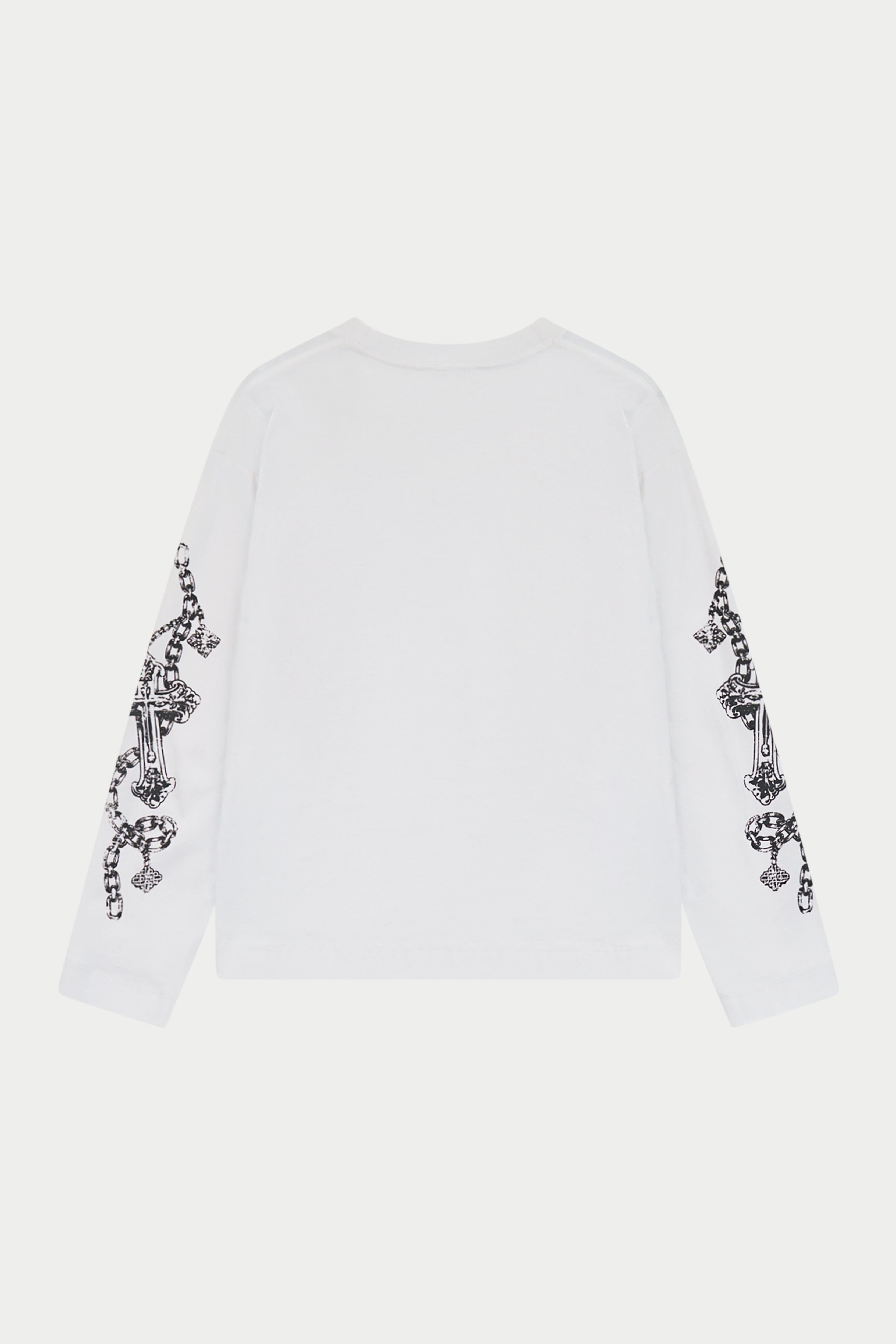 EMBLEM CHAIN GRAPHIC LONG SLEEVE T-SHIRT - WHITE