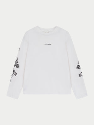 EMBLEM CHAIN GRAPHIC LONG SLEEVE T-SHIRT - WHITE