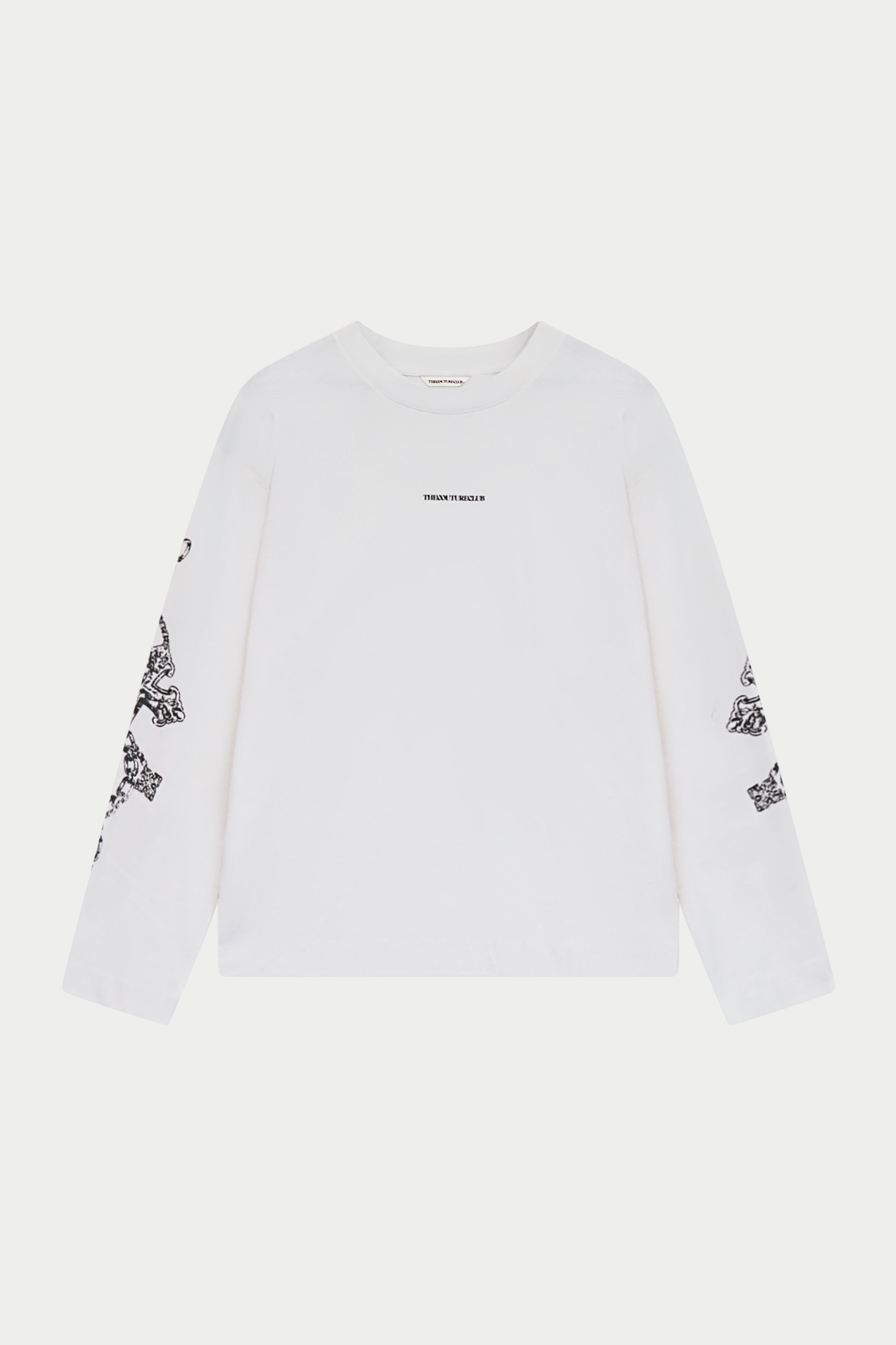 EMBLEM CHAIN GRAPHIC LONG SLEEVE T-SHIRT - WHITE