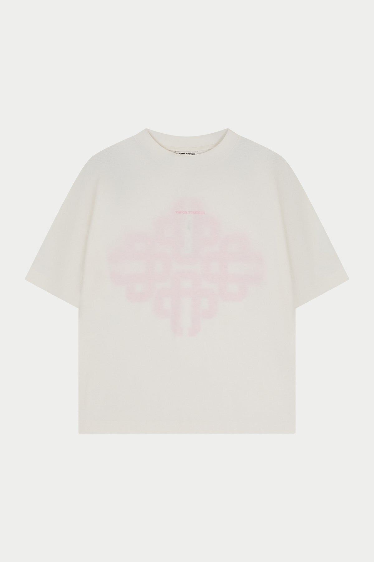 white t-shirt with pink logo