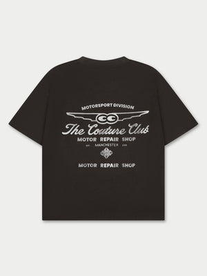 MOTOR REPAIR SHOP GRAPHIC T-SHIRT - CHARCOAL WHITE