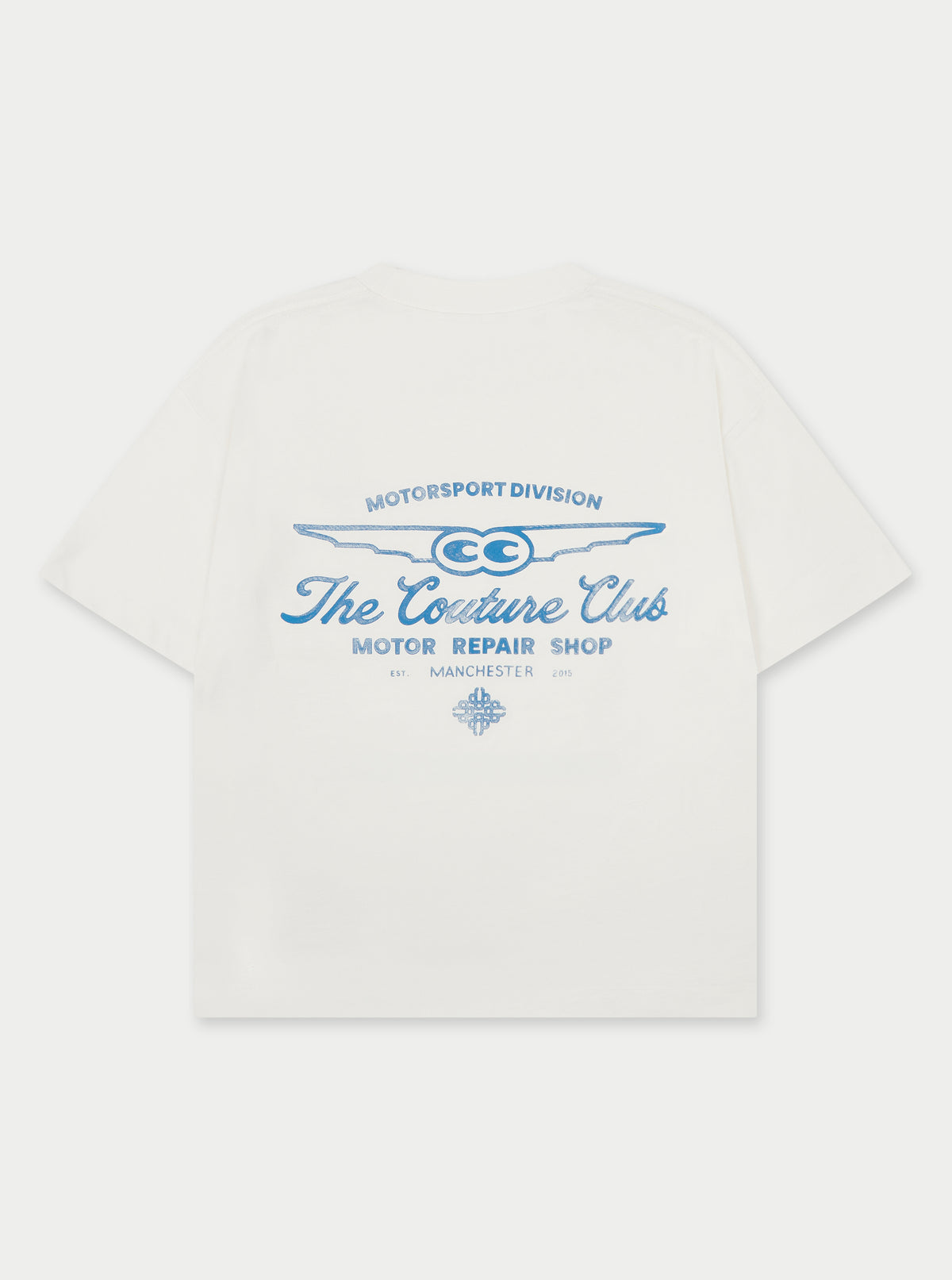 MOTOR REPAIR SHOP GRAPHIC T-SHIRT -  WHITE BLUE