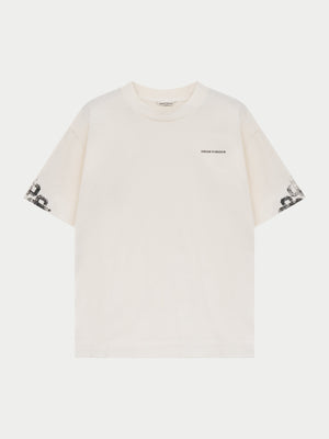 CRACKED EMBLEM SLEEVE PRINT T-SHIRT - OFF WHITE BLACK