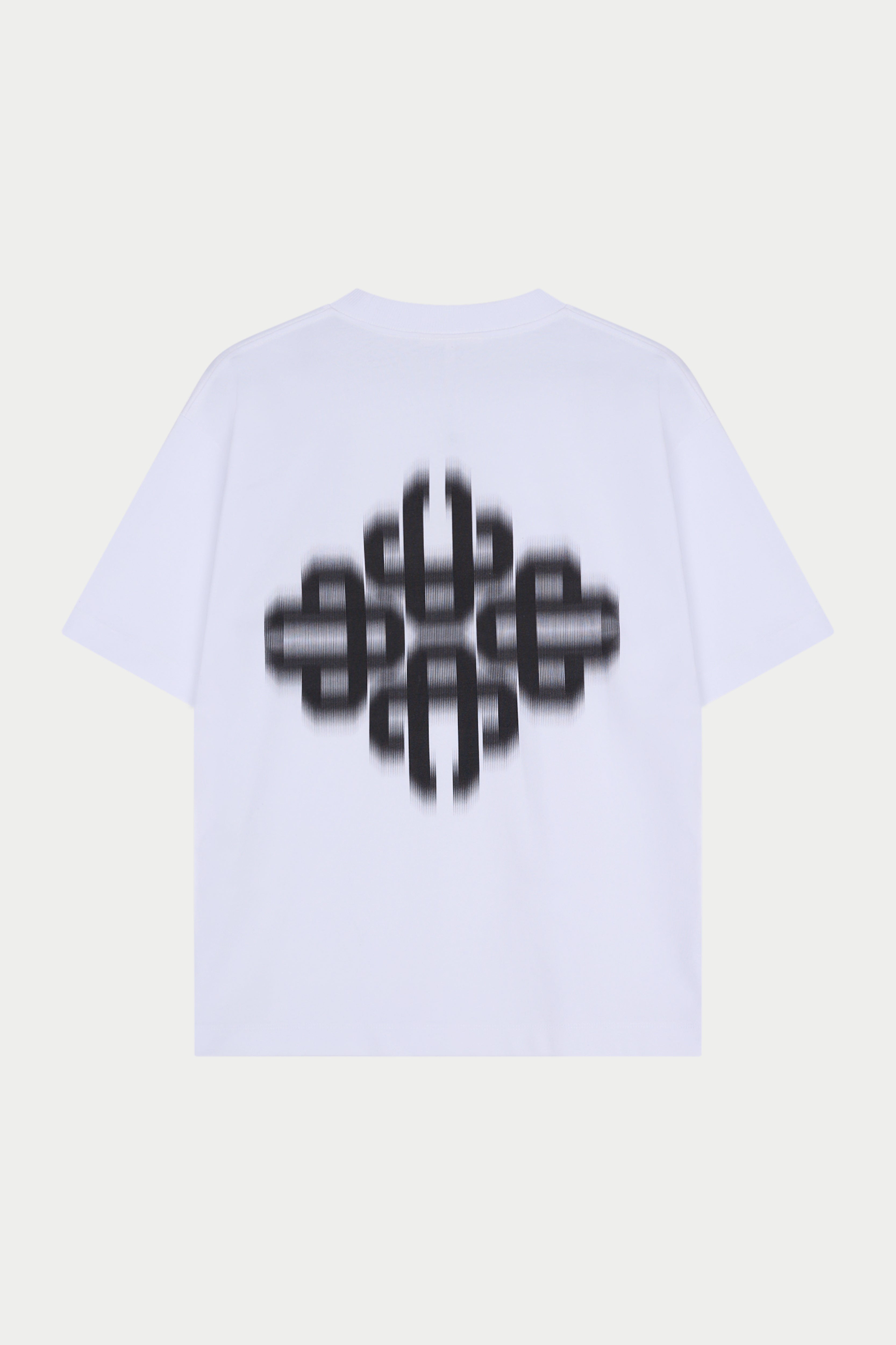 MOTION BLURRED EMBLEM T-SHIRT - WHITE BLACK