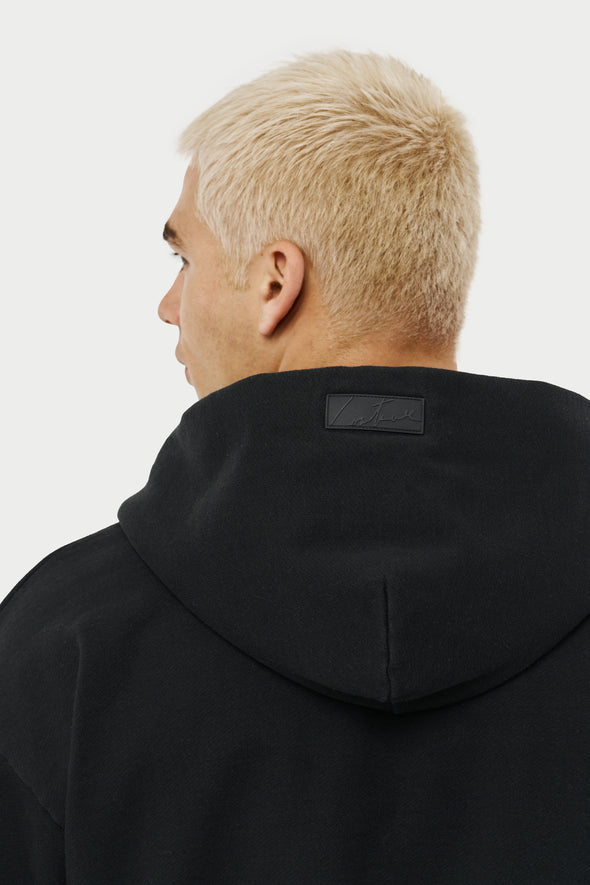 EVERYDAY WASHED RELAXED ZIP THROUGH HOODIE - BLACK