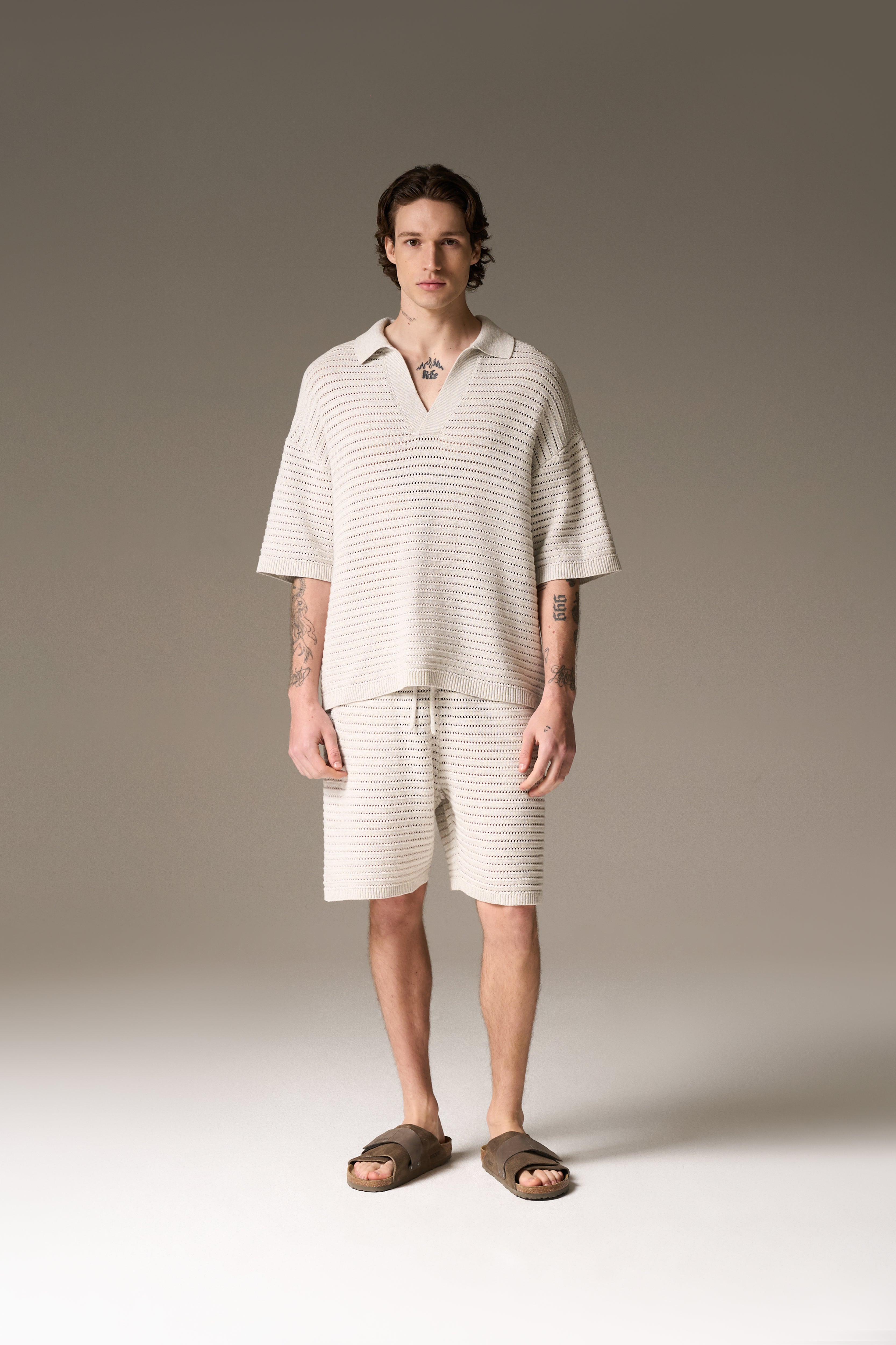 KNITTED SHORTS - LIGHT GREY