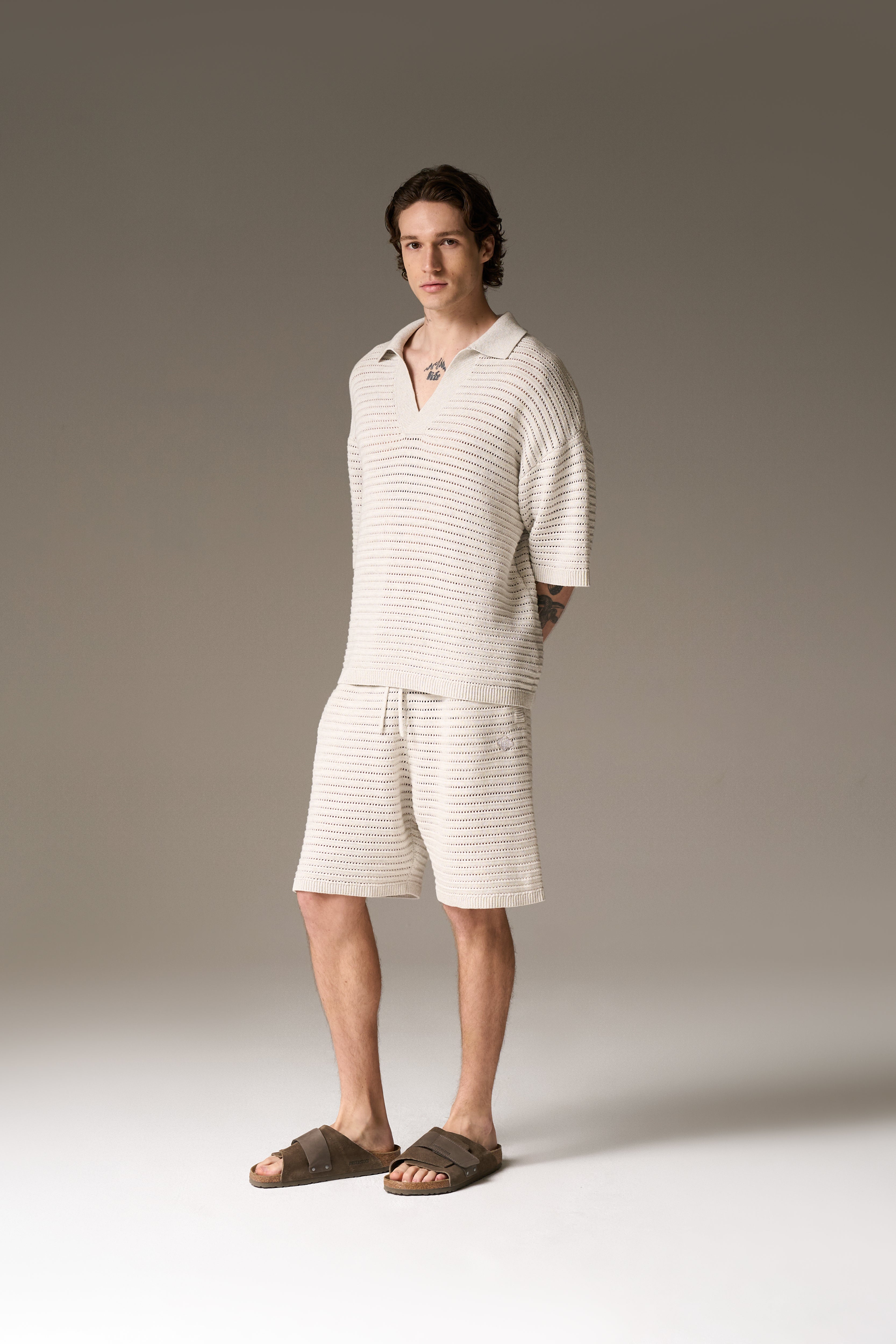 KNITTED SHORTS - LIGHT GREY
