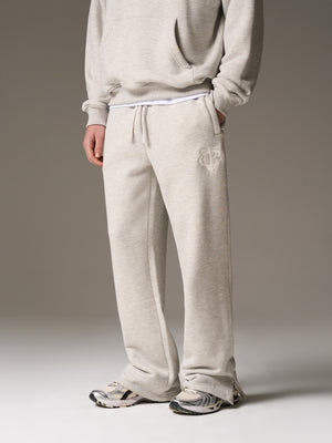 HEAVYWEIGHT MONOGRAM APPLIQUE EMBLEM JOGGERS - GREY MARL