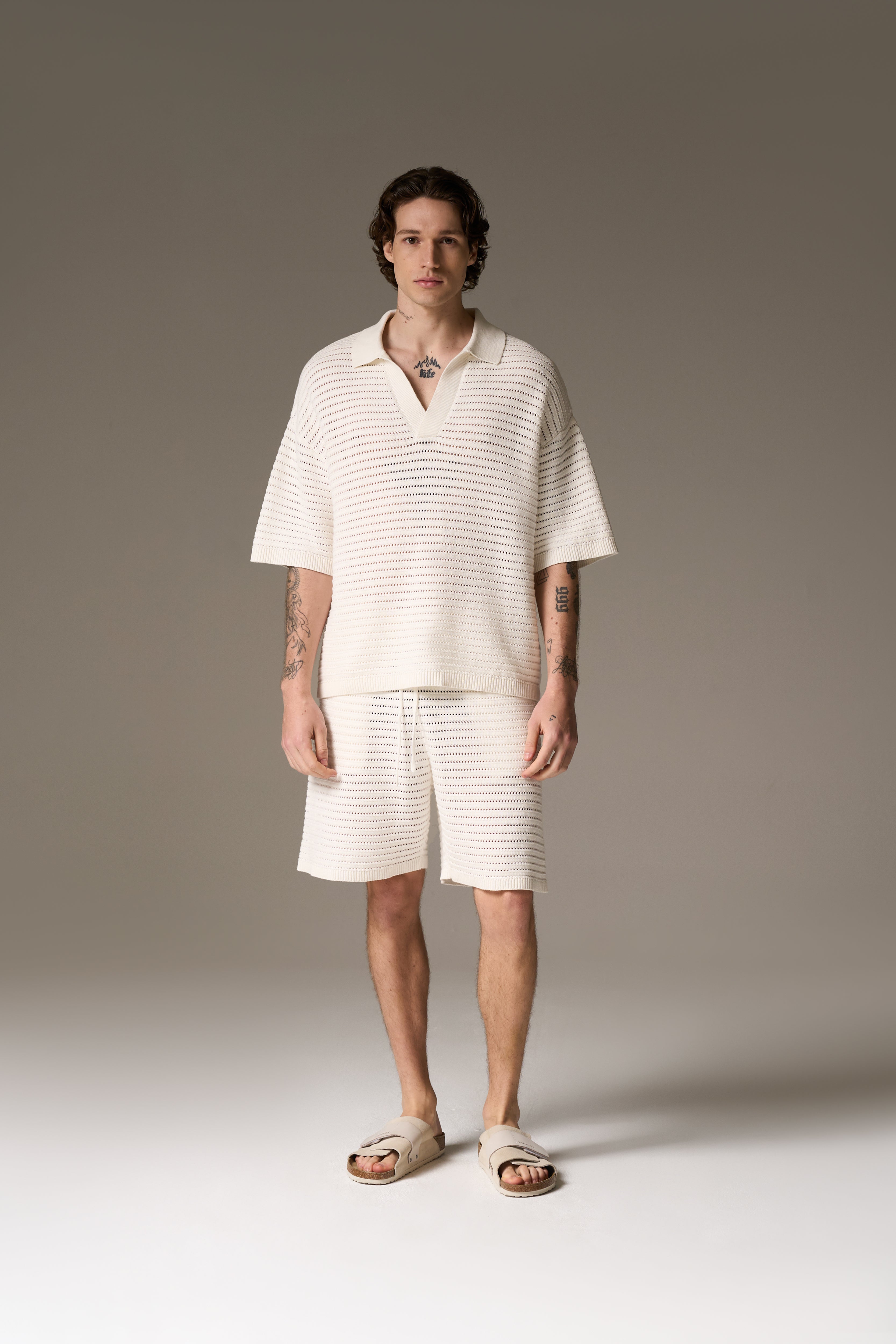 KNITTED POLO SHIRT - WHITE