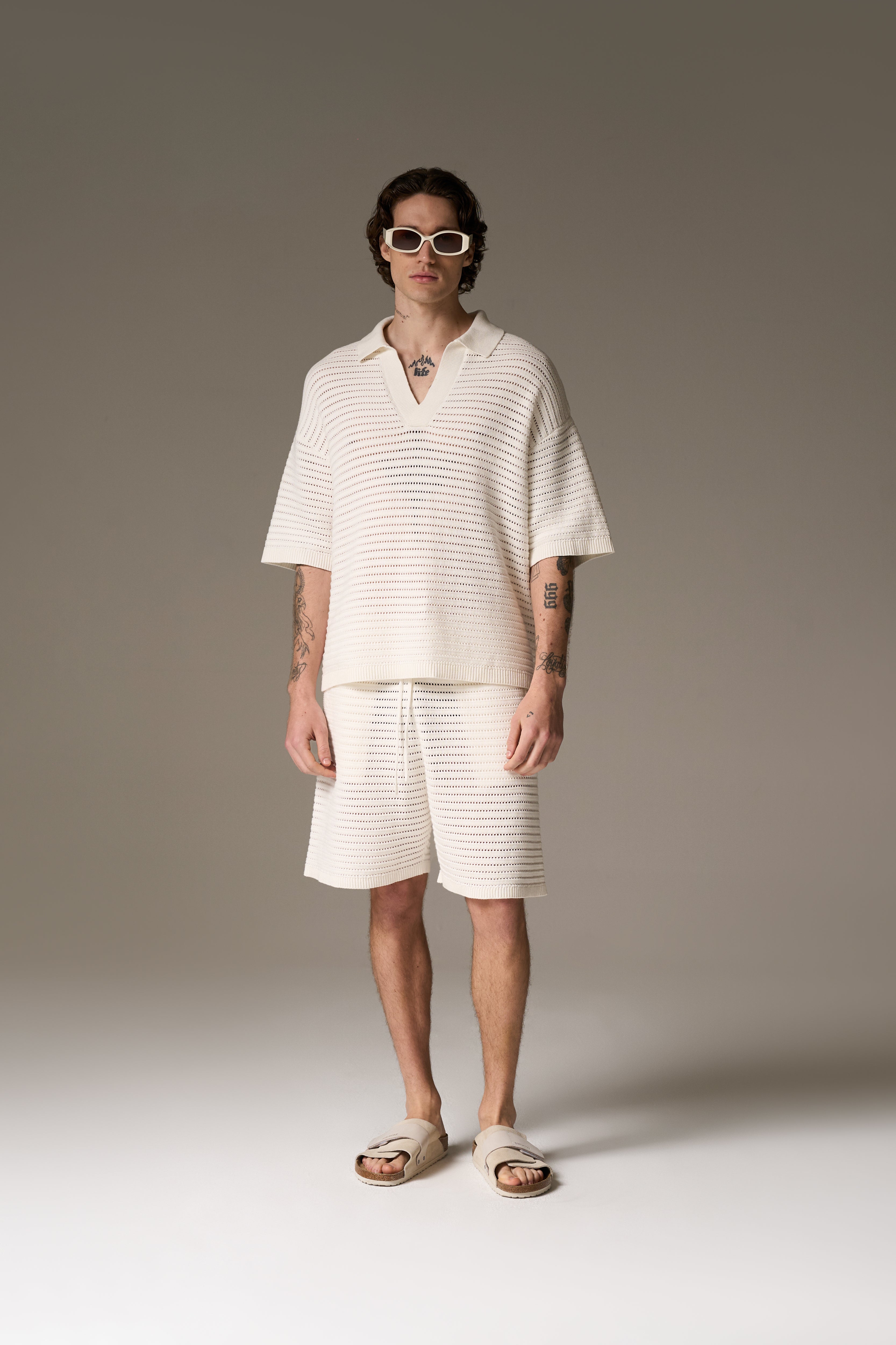 KNITTED POLO SHIRT - WHITE