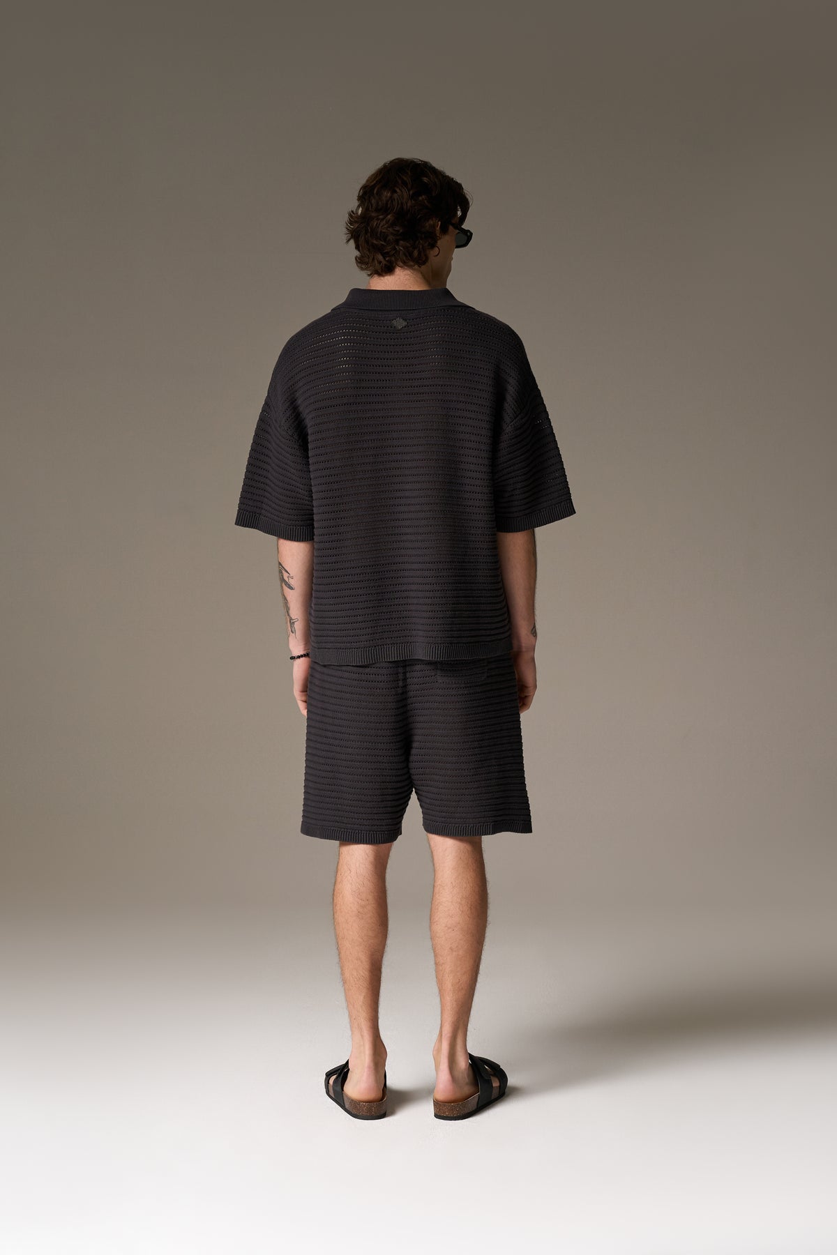 KNITTED POLO SHIRT - CHARCOAL