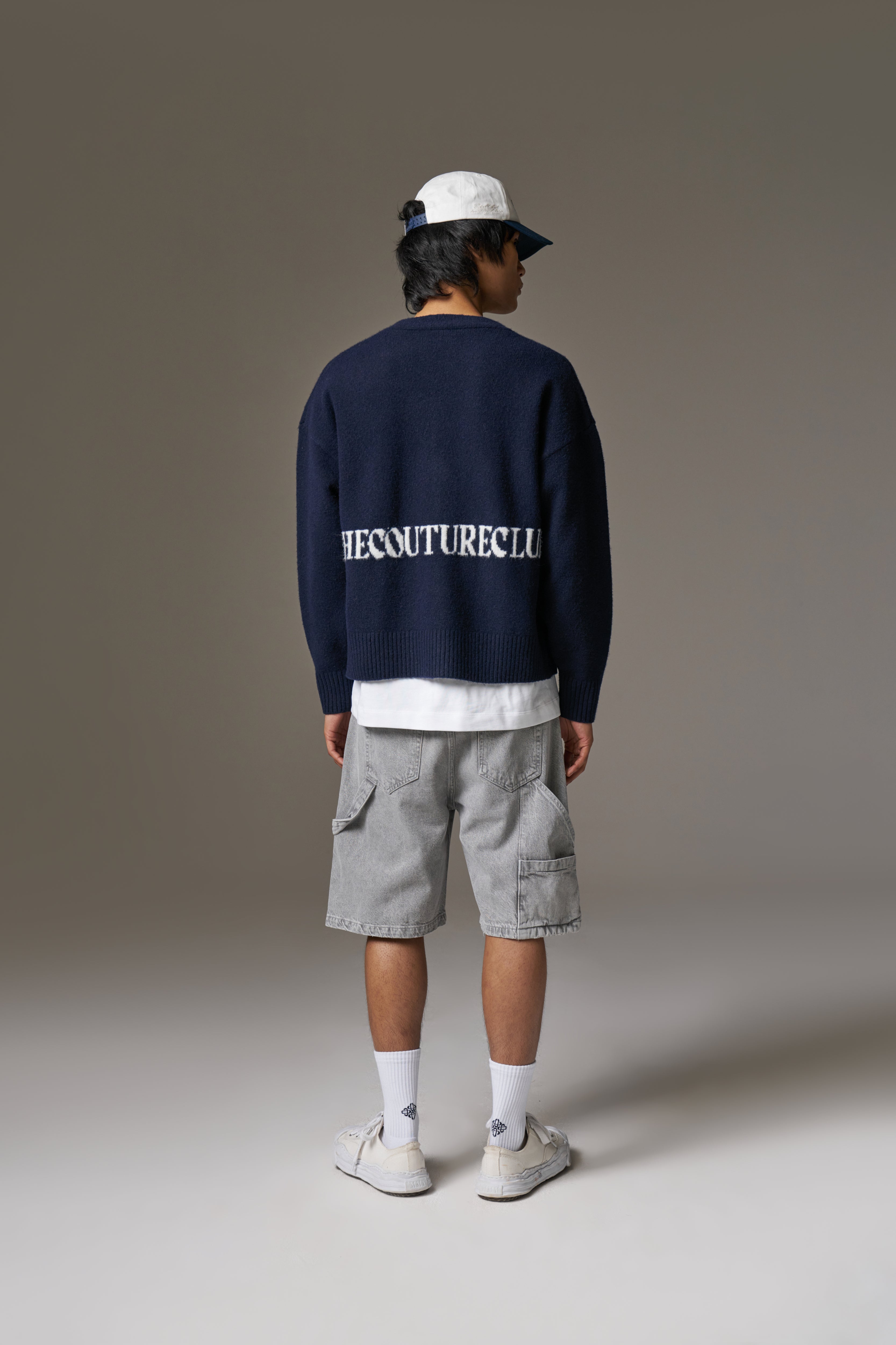 DENIM CARPENTER SHORTS - GREY WASH