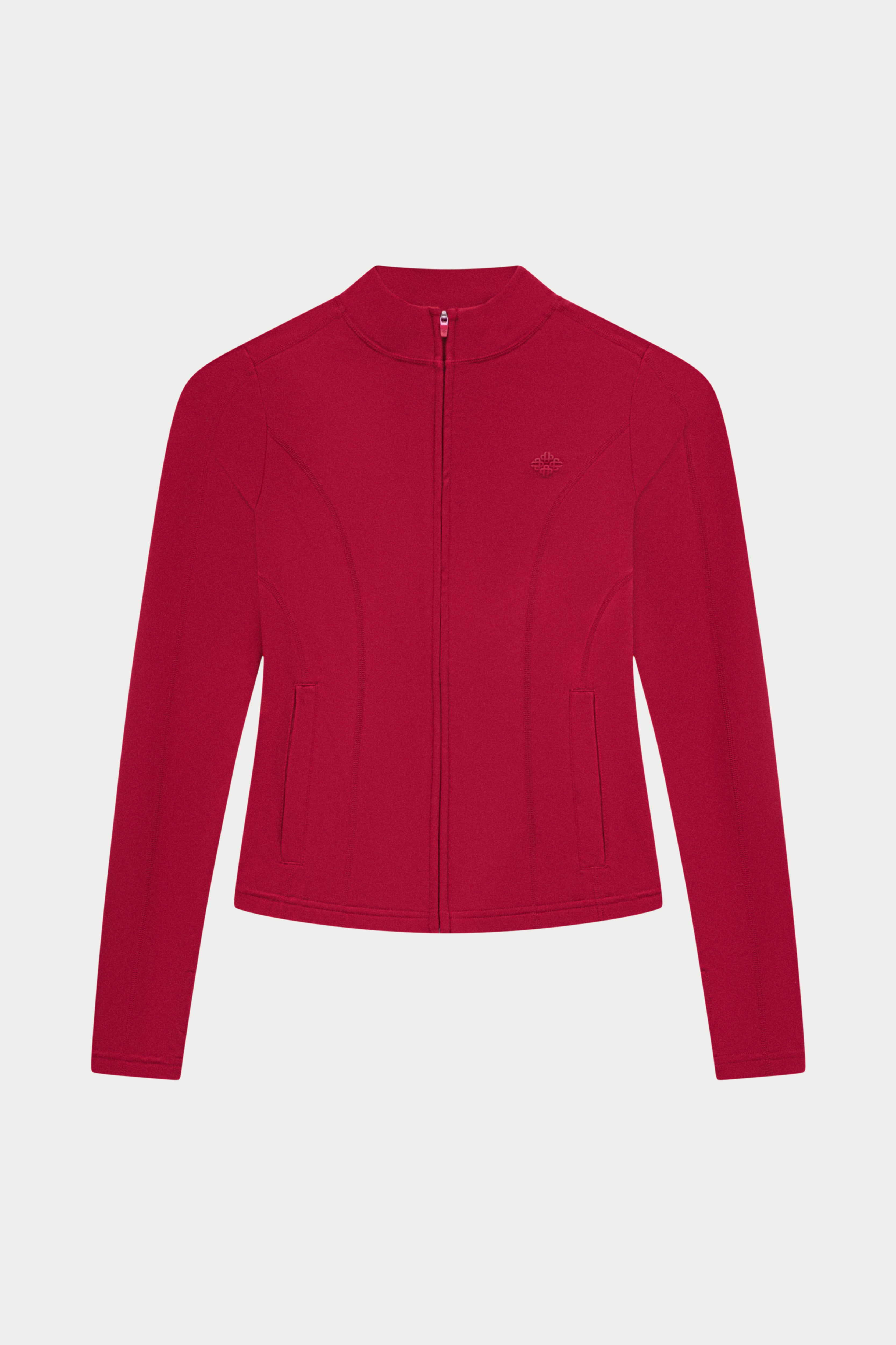 SCULPTING STRETCH ZIP UP JACKET - CHERRY