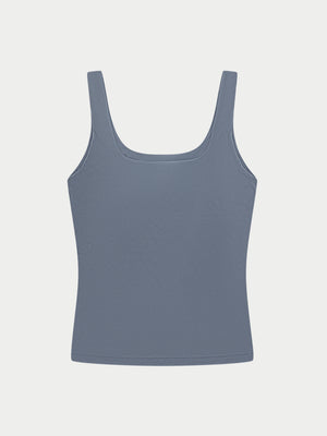 SCULPTING STRETCH SCOOP NECK SPORTS TOP - GRAPHITE
