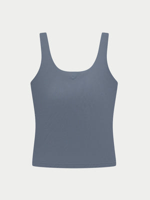 SCULPTING STRETCH SCOOP NECK SPORTS TOP - GRAPHITE
