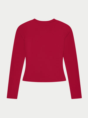 SCULPTING STRETCH LONG SLEEVE TOP - CHERRY