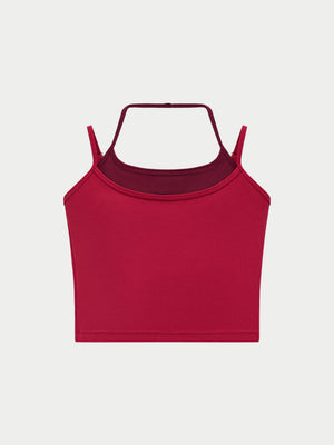 SCULPTING STRETCH DOUBLE LAYER SPORTS BRA - CHERRY