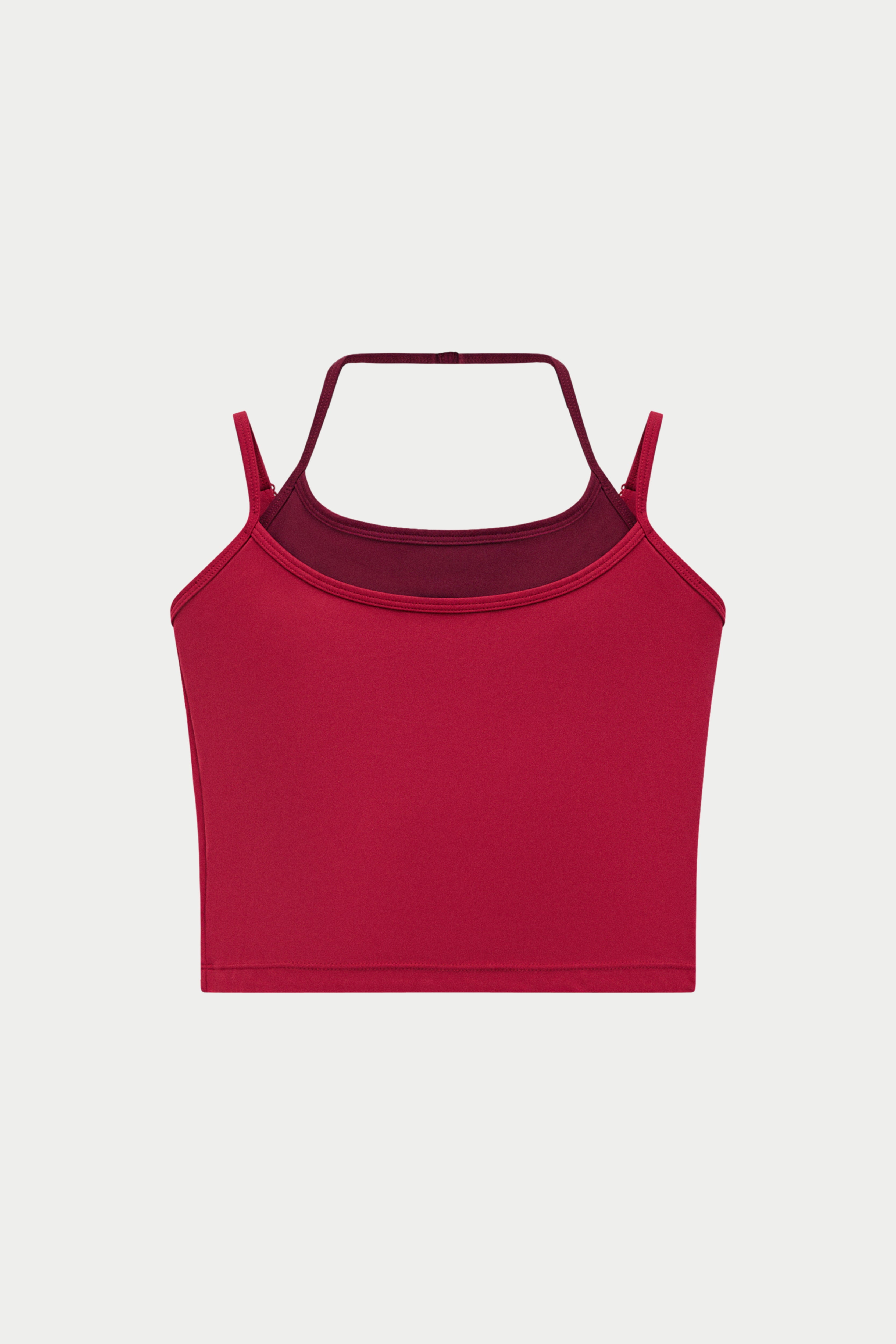 SCULPTING STRETCH DOUBLE LAYER SPORTS BRA - CHERRY
