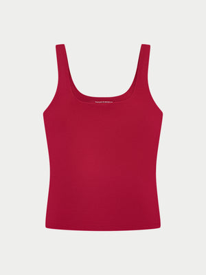 SCULPTING STRETCH SCOOP NECK SPORTS TOP - CHERRY