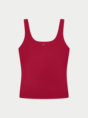SCULPTING STRETCH SCOOP NECK SPORTS TOP - CHERRY