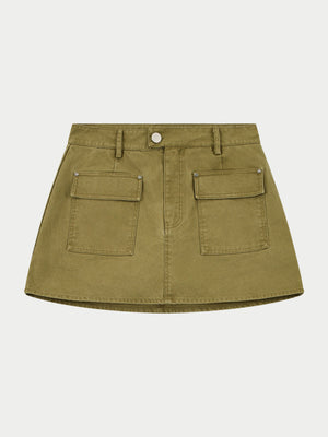 WASHED MINI SKORT - KHAKI
