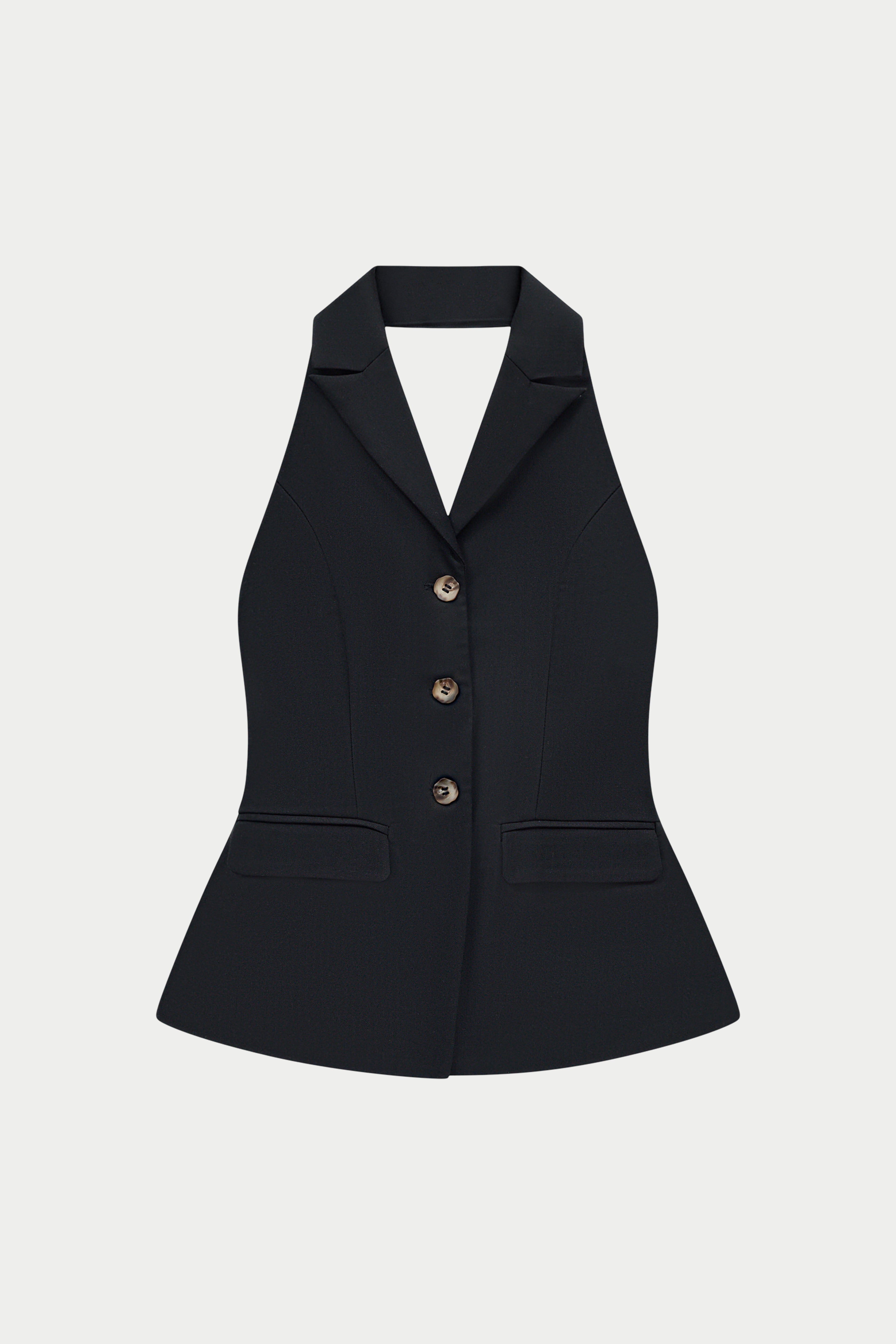 TAILORED HALTERNECK WAISTCOAT - BLACK