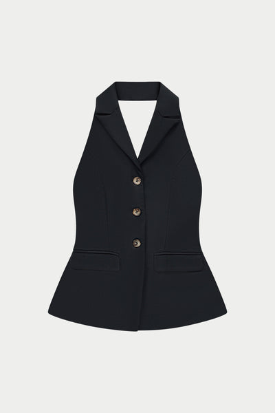 TAILORED HALTERNECK WAISTCOAT - BLACK – The Couture Club