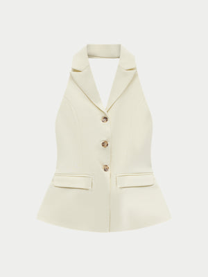 TAILORED HALTERNECK WAISTCOAT - OFF WHITE