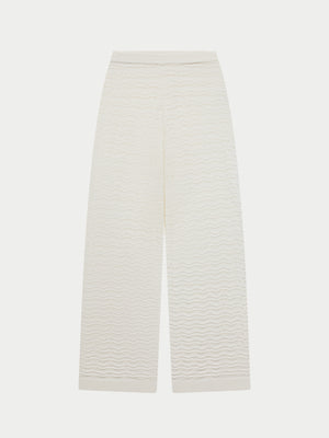 CROCHET KNIT TROUSERS - OFF WHITE