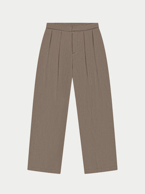 MID RISE PLEATED TROUSERS - MUSHROOM