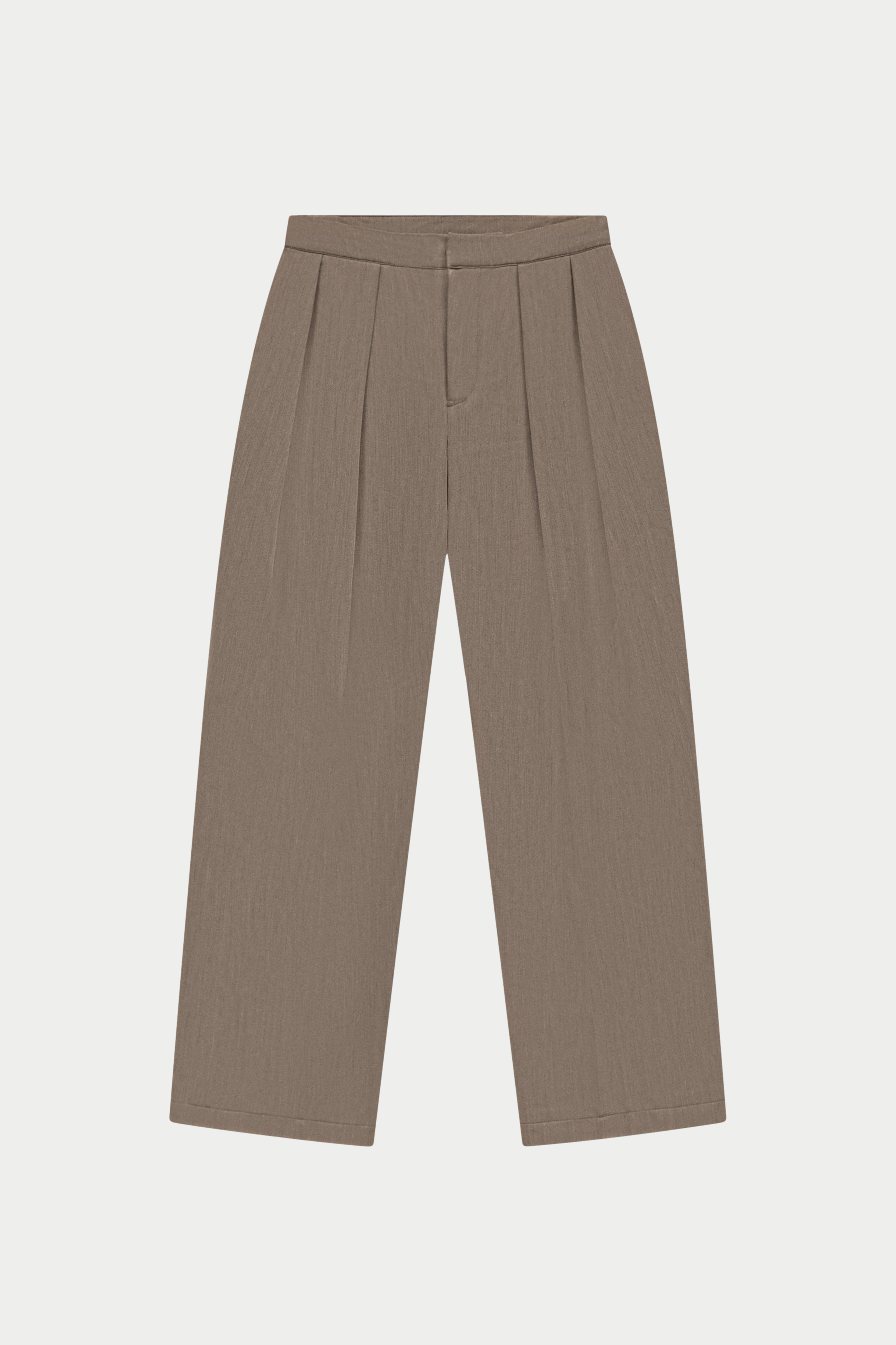 Brown tailored pants on a white background